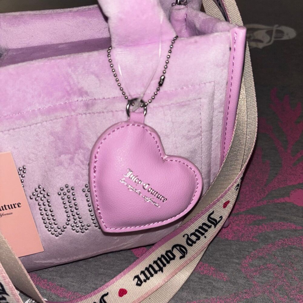 Juicy Couture Extra Spender Mini Tote Fondant Pink Velvet Handbag Crossbody - Picture 4 of 11